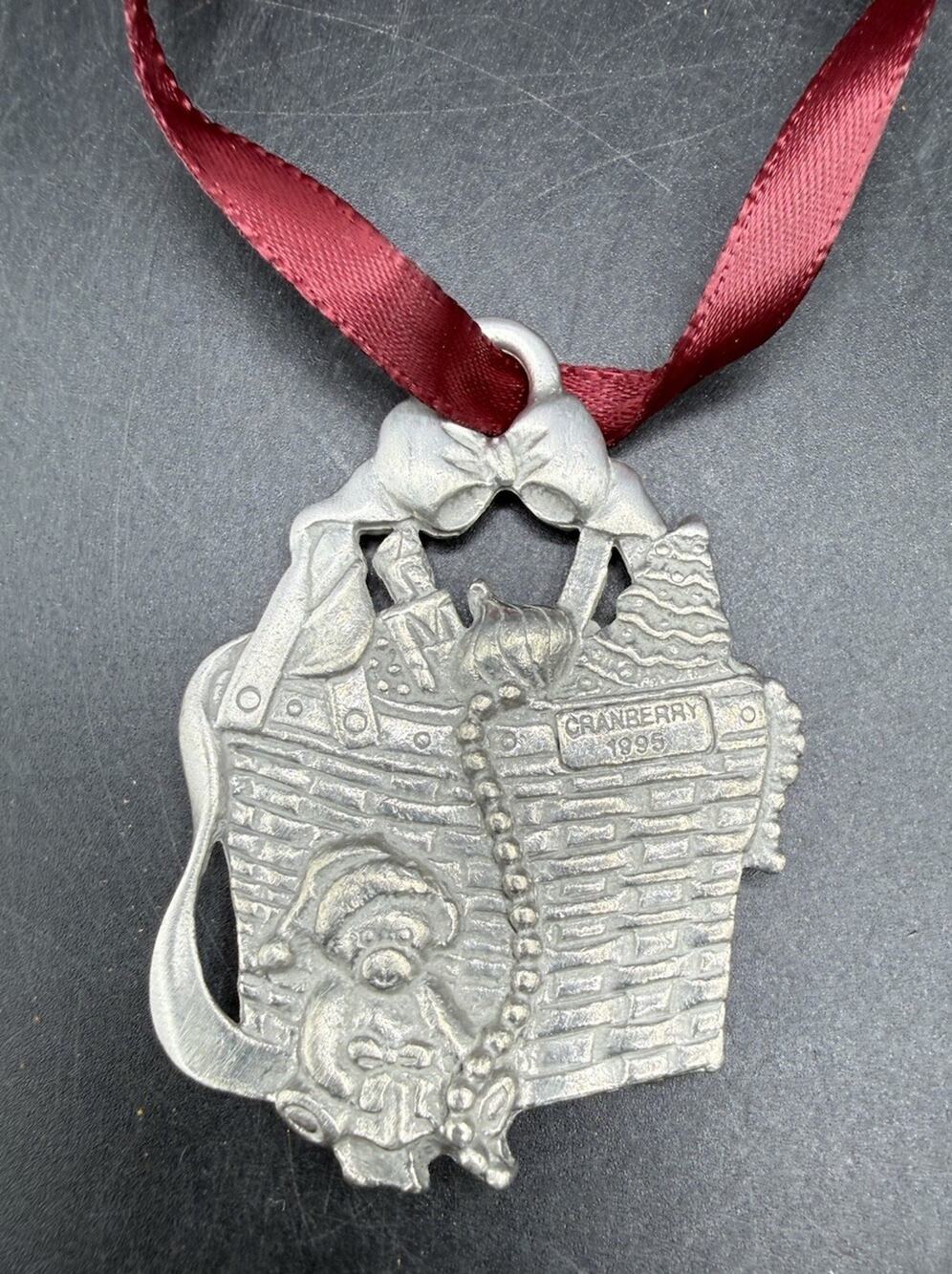 1995 1997 Longaberger Christmas Ornament Pewter Cranberry Basket EUC -55D